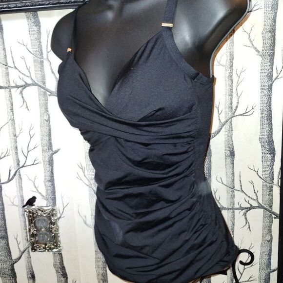 Calvin Klein Faux Wrap Tankini Top - Picture 2 of 9